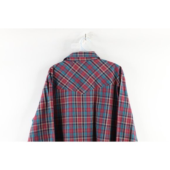 Vintage 90s Streetwear Mens Size Large Western Pearl Snap Button Shirt Plaid - Picture 7 of 8